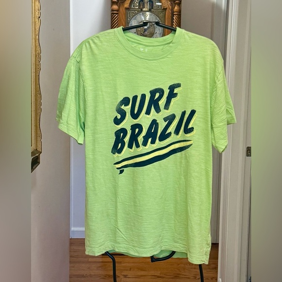 VTG GAP SURF BRAZIL 100% Cotton Comfortable T-Shirt Green Sz L - Picture 1 of 5